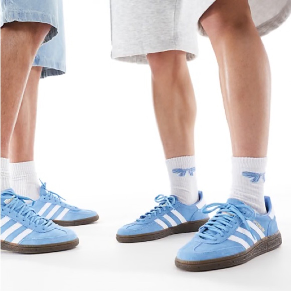 Adidas Light Blue Suede Gum Sole Handball Spezial Sneakers